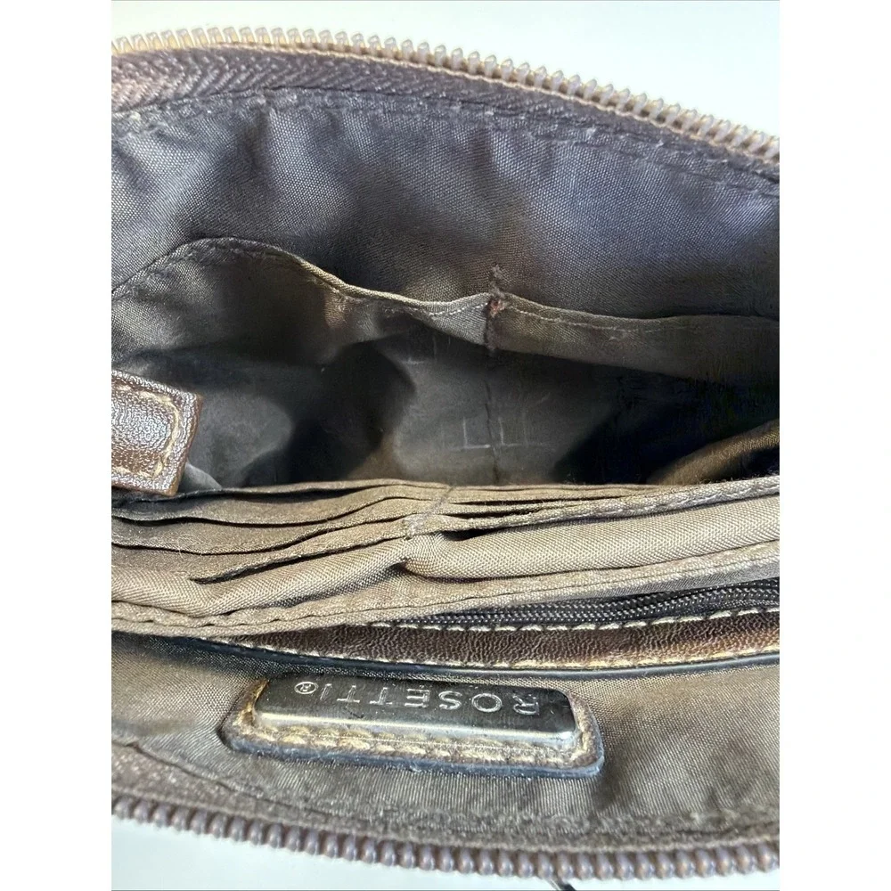 Rosetti Crossbody Organizer Bag Brown Faux Leather Adjustable Strap Y2K